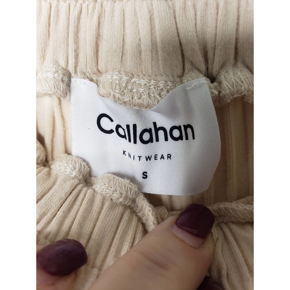Callahan Knit Wear Bo Wide Leg Ribbed Pants in Cream - Picture 9 of 12
